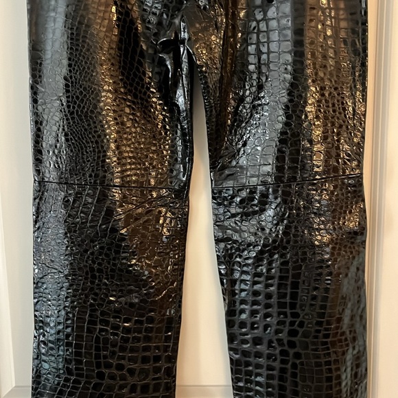 Comme Toujours Patent Leather Croc Embossed High Rise Pants - Picture 8 of 15
